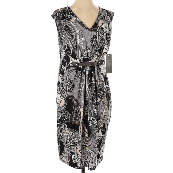 NY Collection Paisley Print Black Dress Macys Women's Medium M - Picture 10 of 13